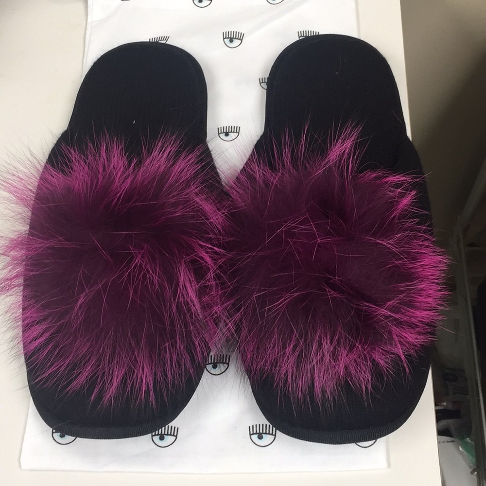 Portolano Fox Fur Cashmere Angora Blend Slippers